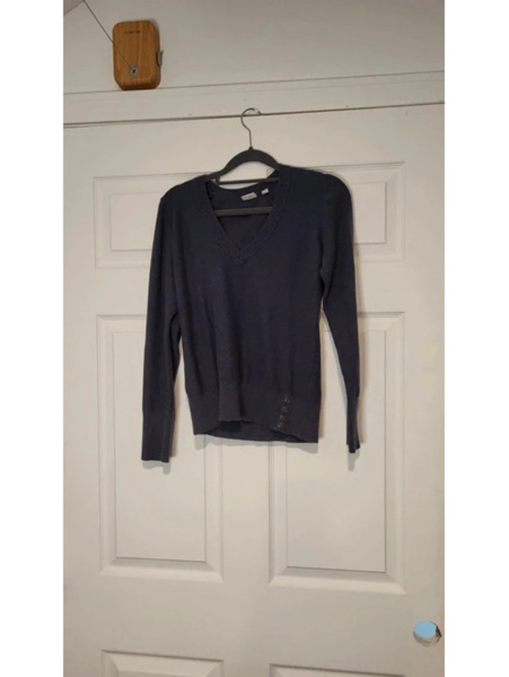 Esprit Blue/Grey V-Neck Long Sleeve Knit Sweater, Size L, very good condition